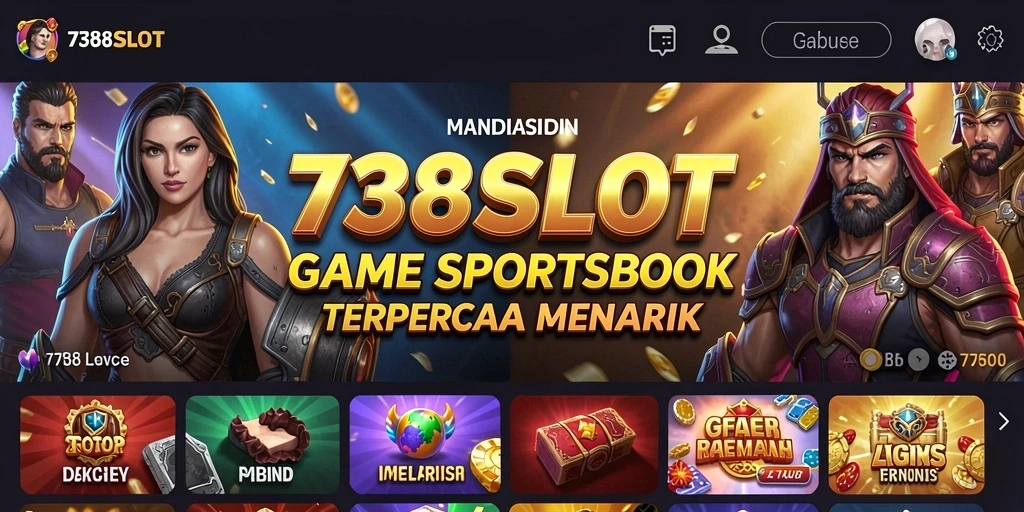 Tampilan utama <strong>738SLOT</strong> yang menunjukkan berbagai opsi taruhan olahraga.