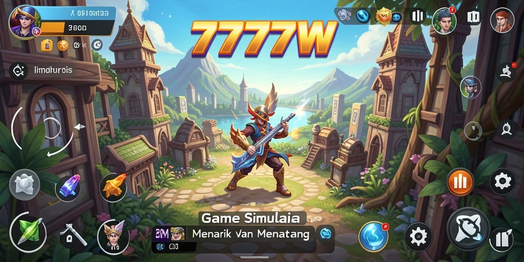 Tampilan menarik dari gameplay 7777W yang penuh warna.