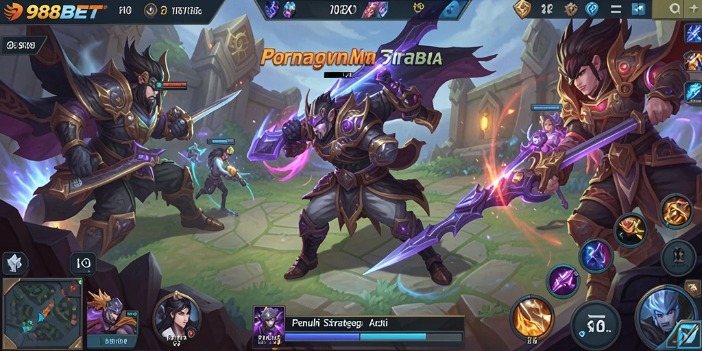 Screenshot gameplay 988BET menampilkan aksi tim yang dinamis.