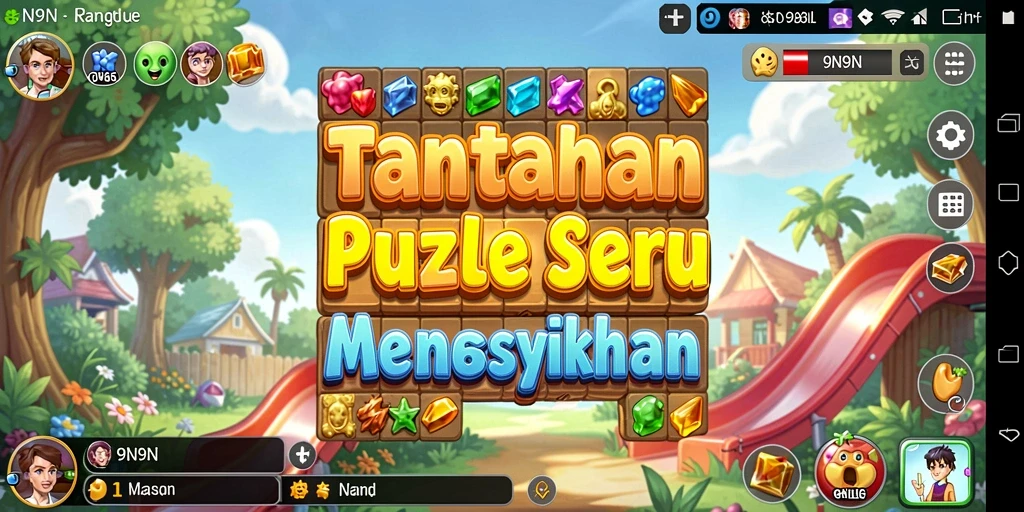 Gameplay 9N9N dengan teka-teki yang memikat.