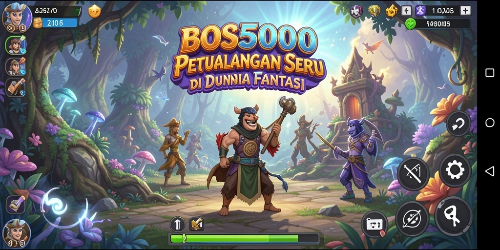 Tampilan gameplay BOS5000 yang menunjukkan aksi seru dan eksplorasi dunia fantasi.