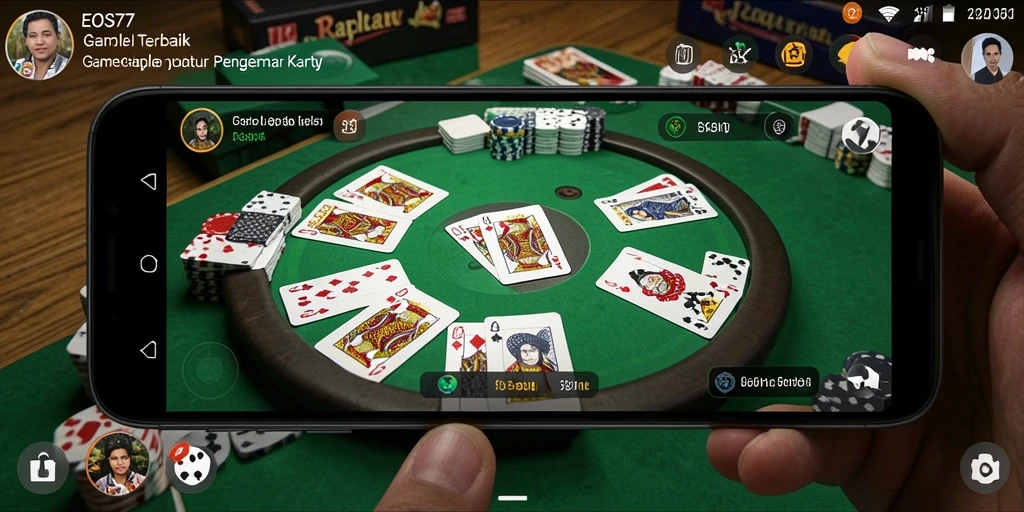 Screenshot gameplay <strong>EOS77</strong> menampilkan momen seru saat bermain Gaple.