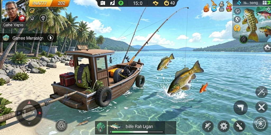 Screenshot menunjukkan pengalaman memancing mendebarkan di INA777.