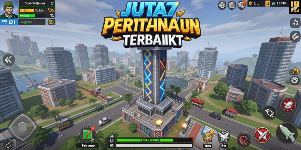 Screenshot JUTA7 menampilkan aksi pertahanan menara yang mendebarkan.