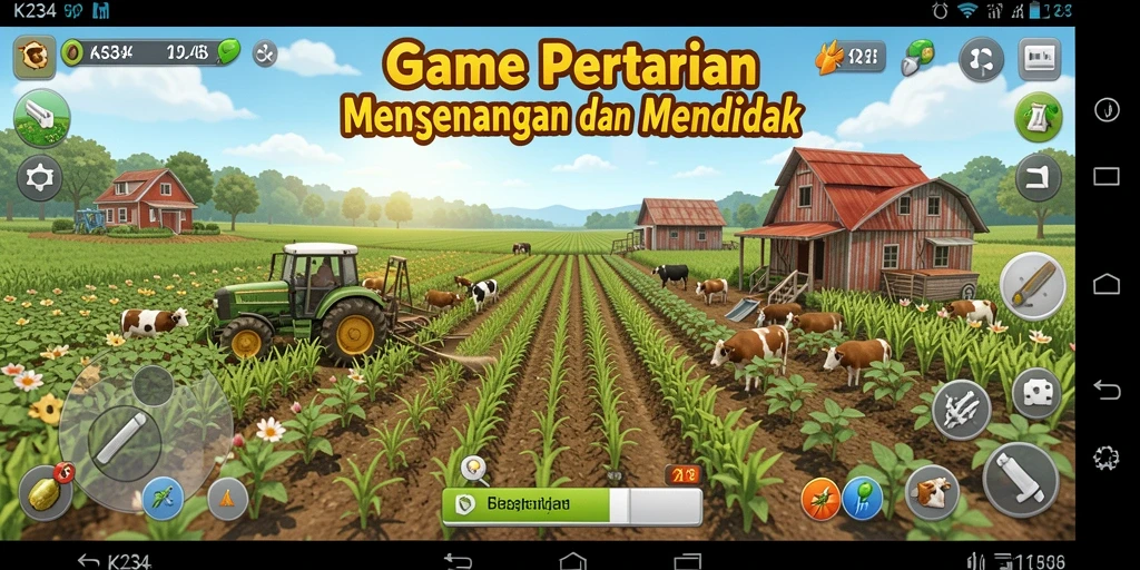 Tampilan gameplay K234 yang menggambarkan aktivitas bertani.