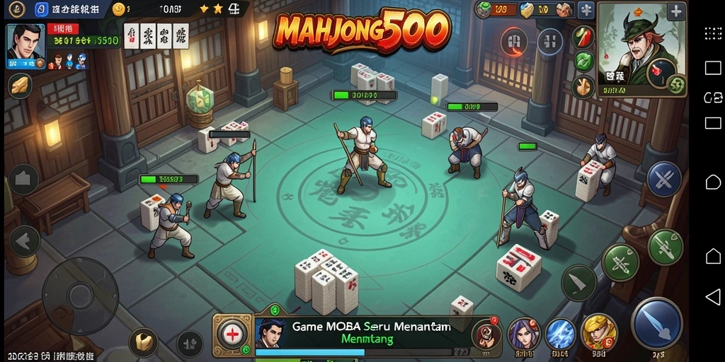 Tampilan gameplay MOBA yang mengesankan dari MAHJONG500.