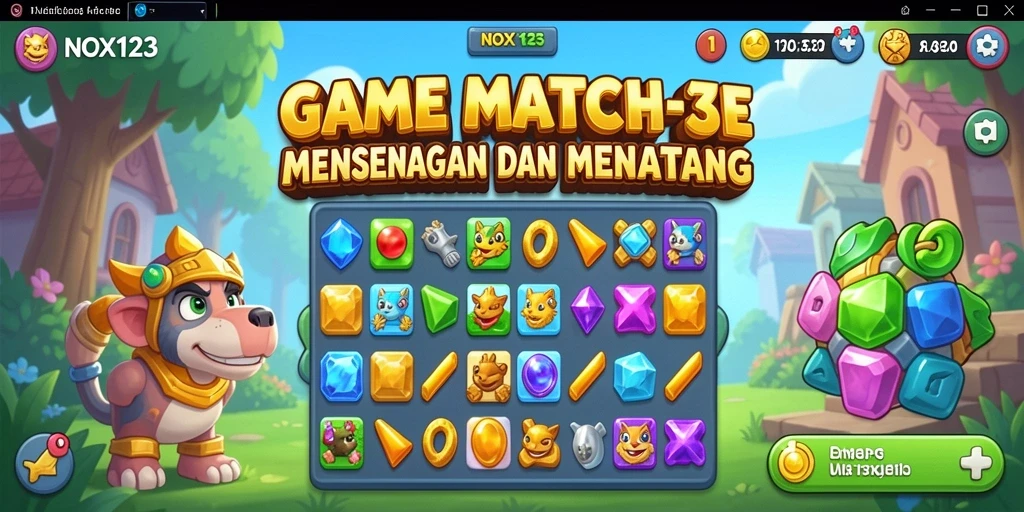 Gameplay seru dari NOX123 dengan tantangan Match-3.