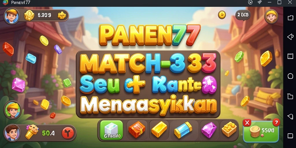 Tampilan gameplay seru dari PANEN77 dengan kombinasi permata yang memukau.