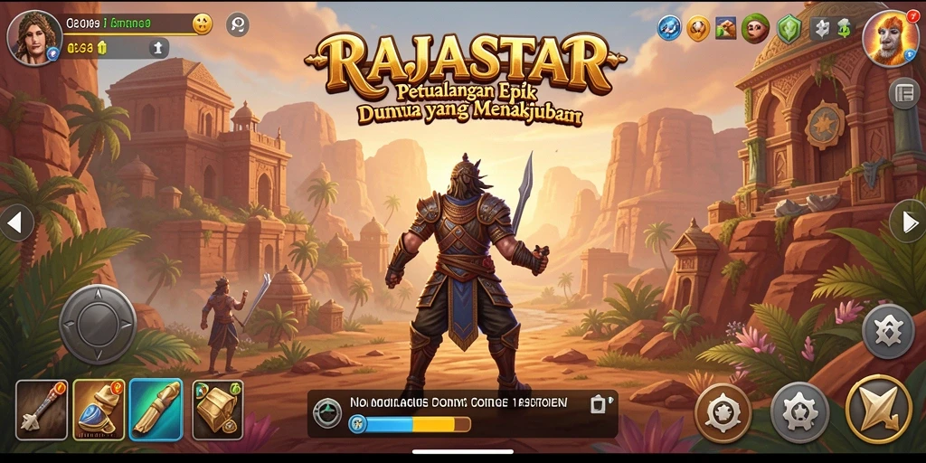 Tangkapan layar RAJASTAR menampilkan aksi seru dalam petualangan yang mendebarkan.