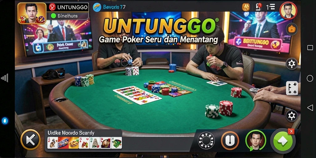 Gameplay seru dalam aplikasi Poker UNTUNGGO yang menantang.