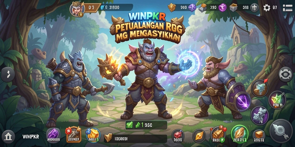 Screenshot gameplay WINPKR menampilkan karakter dalam aksi petualangan RPG.