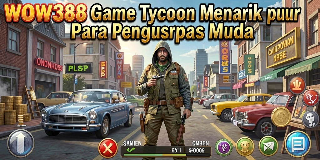 Tampilan gameplay WOW388 yang penuh warna dan menarik dengan elemen Tycoon.